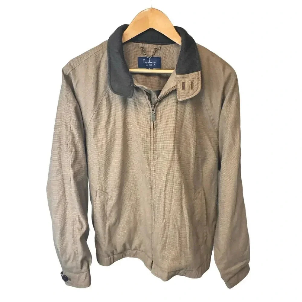 Vintage Turnbury Men's Jacket Buttery Soft Camel with Brown Corduroy Collar SZ S